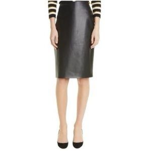 Theory Skinny Pencil Faux Leather Black Skirt Size 12 NEW
